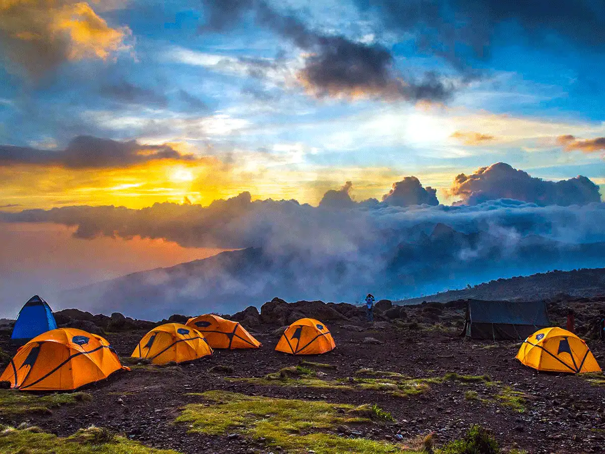 Trekkers climbing Mount Kilimanjaro along the Machame Route during a 7-day expedition