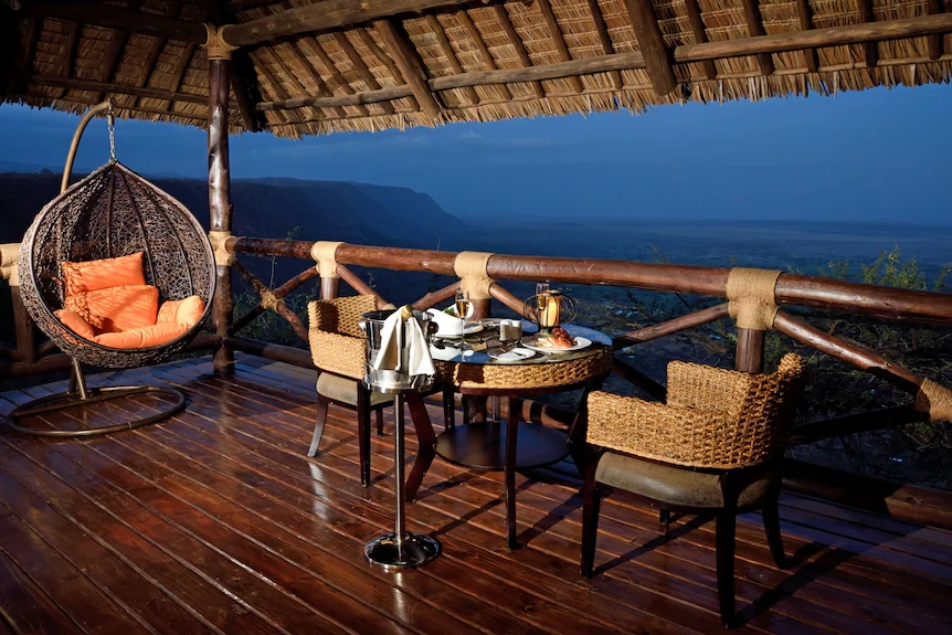 Lake Manyara Kilima Moja Lodge with stunning views overlooking the natural landscape near Lake Manyara National Park.